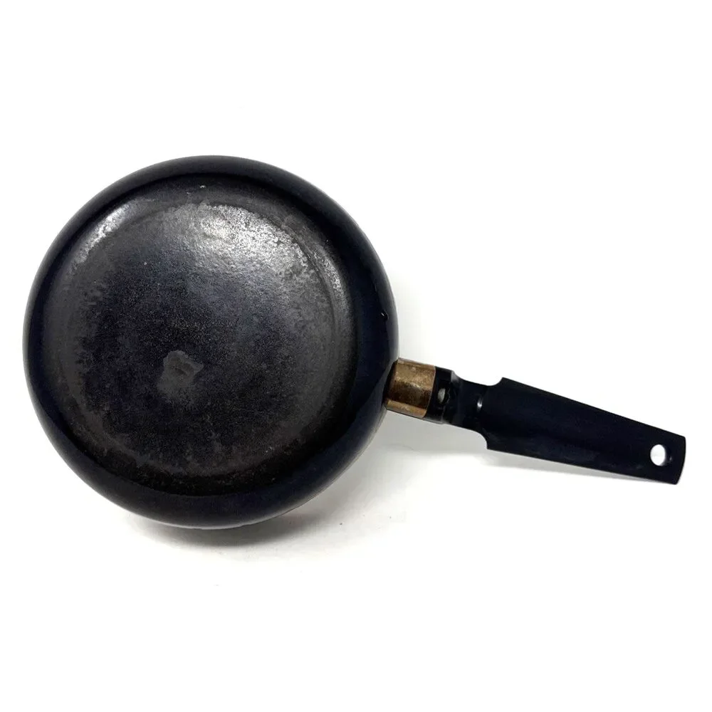 VTG West Bend Le Provencal Enamelware 1.5 Qt Sauce Pan Lid Brown Spade Mushroom